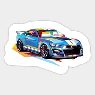 Blue Ford Mustang, Artwork painting Sticker